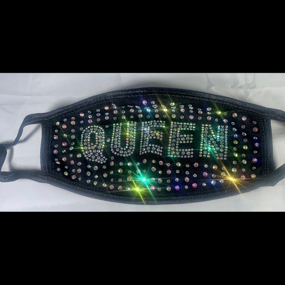 Iridescent Rhinestone Face Mask - Picture 9 of 12
